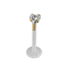 Bio-Plast Lip Labret with 14K Gold Heart Head