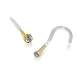 Bio-Plast Nose Screw with 14K Gold Head with 2.3MM Round Shape CZ Stone