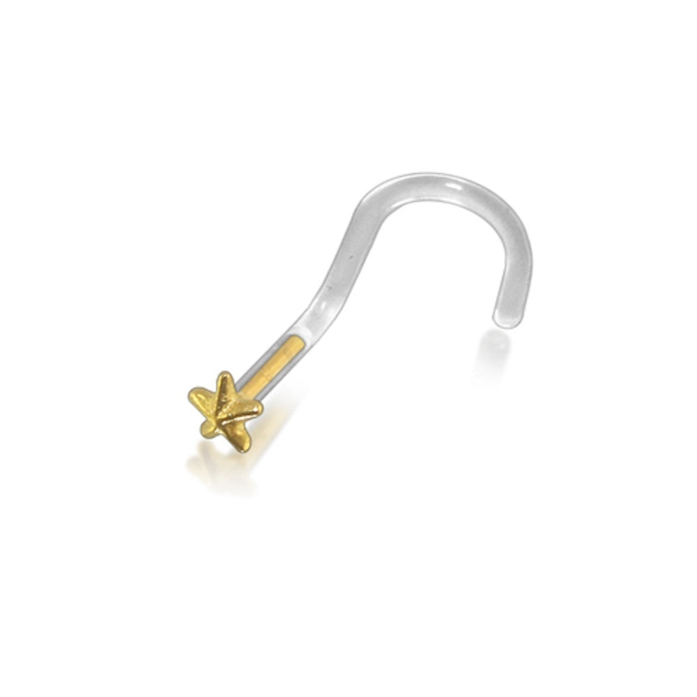 Bio-Plast Nose Screw Ring With Star Shaped 14K Gold Head