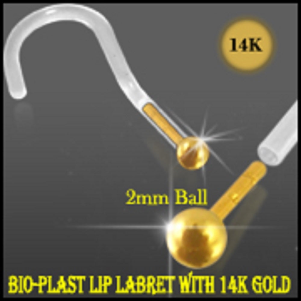 Bio-Plast Nose Screw with 14K Gold Ball Head
