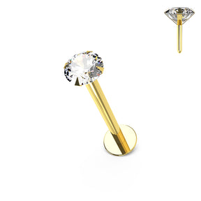 14K Gold Internal Labret with 2mm and 3mm Stone