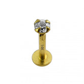 14K Gold Internal Labret with 2mm and 3mm Stone