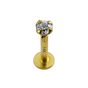 14K Gold Internal Labret with 2mm and 3mm Stone