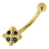 4 StoneStudded Cross 14K Gold Belly Ring