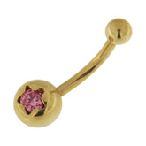 14K Gold Single Star Banana bar Belly Ring