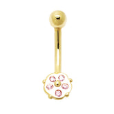 5 Stone Tiny Flower 14K Gold Navel Ring