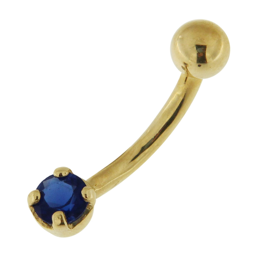 4mm Single Jeweled 14K Gold Navel  Ring