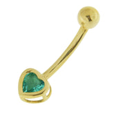 4mm Heart Aqua Jeweled 14K Gold Belly Ring