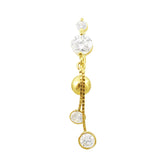 14K gold Belly Ring With Large Dangling Jeweled Flower