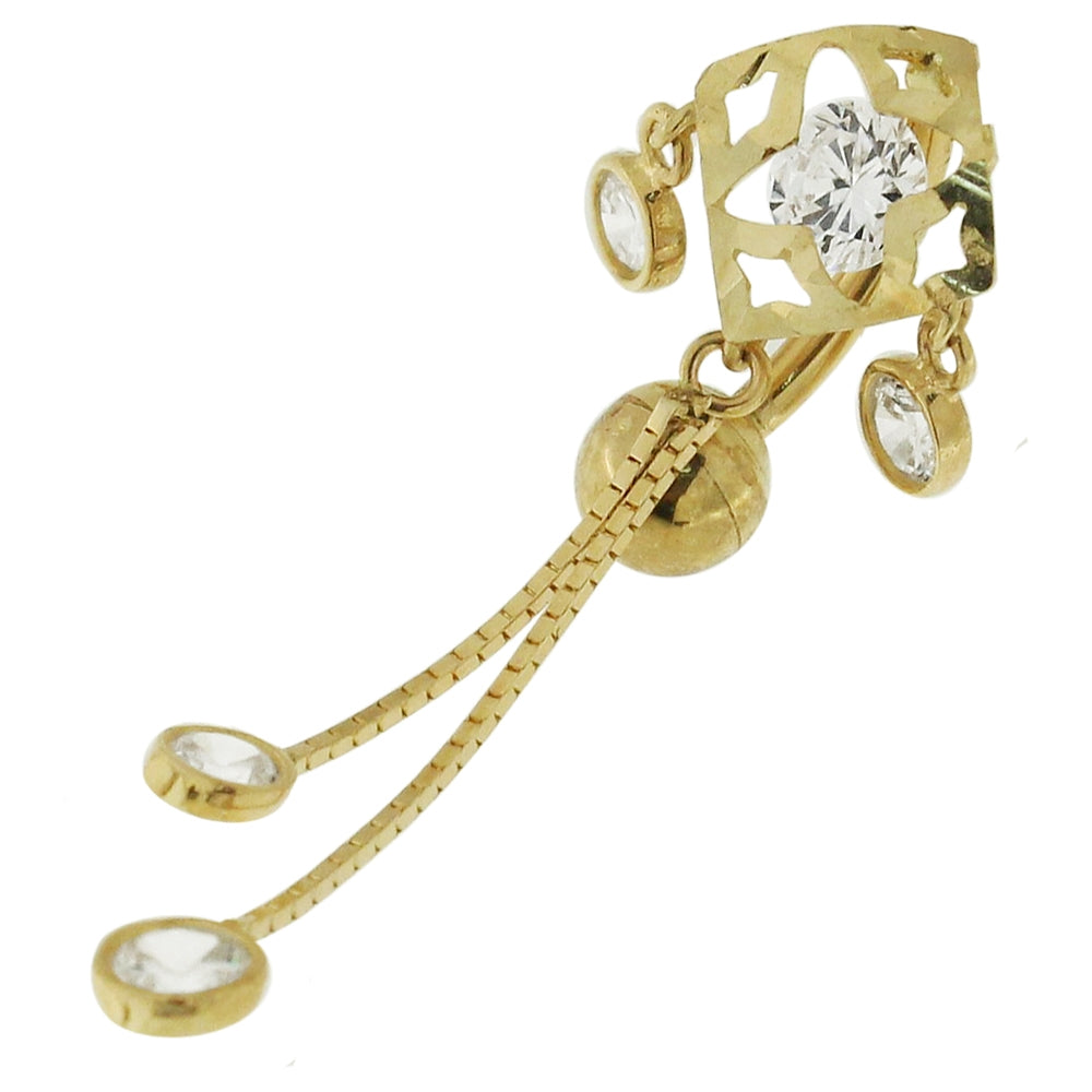 14K gold Belly Ring With Dangling Jeweled Giraffe