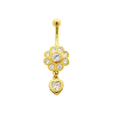 High Quality Zirconia With14K Gold Moving Navel Ring