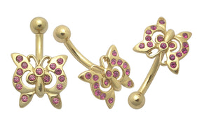 14K Gold Butterfly Belly Ring