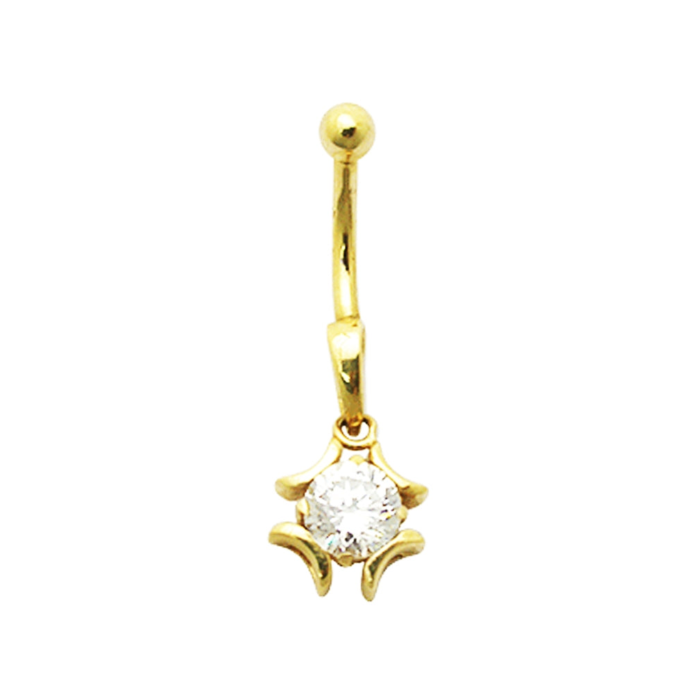 Jeweled Iron Cross 14K Gold Belly Ring