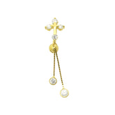 Jeweled Cross Dangling 14K Gold  Reverse Belly Ring