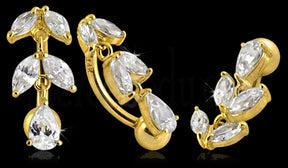 Jeweled Dangling 14K Gold navel Ring