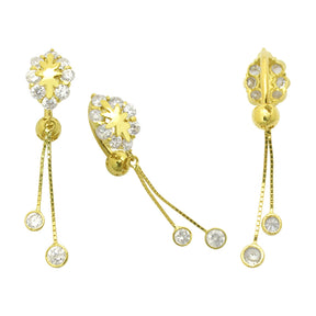 Dangling Jeweled 14K Gold Reverse Belly Ring