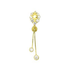 Dangling Jeweled 14K Gold Reverse Belly Ring