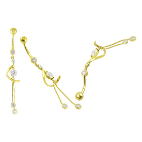 Dangling Jeweled 14K Gold Belly Ring