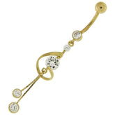 Dangling Jeweled 14K Gold Belly Ring