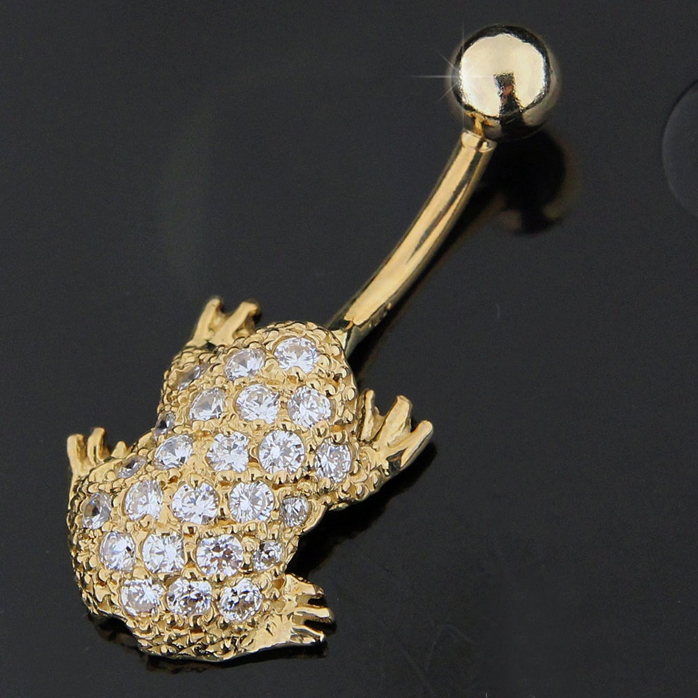 Frog Jeweled 14K Gold Belly Ring