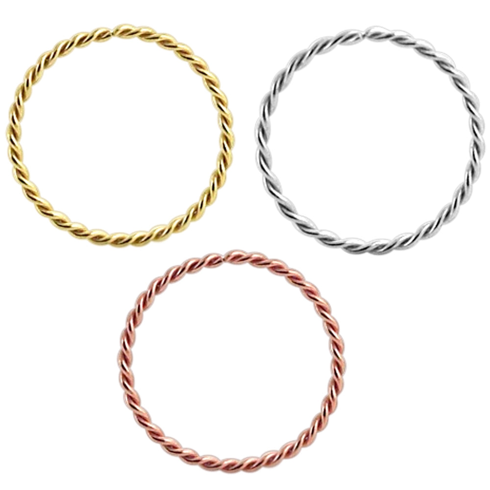 14K Gold Seamless Continuous Twister Nose Hoop Ring