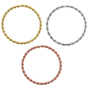 14K Gold Seamless Continuous Twister Nose Hoop Ring