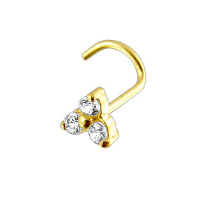 14K Gold Tri Flower Nose Screw