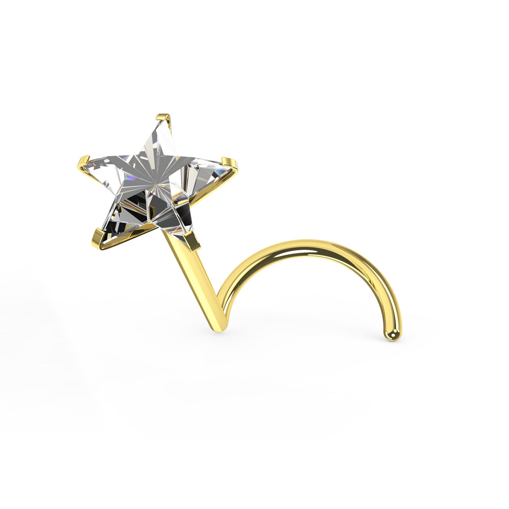 14K Gold 3mm Star Jeweled Nose Screw