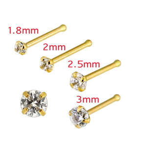 20G 9K Yellow Gold CZ Prong Setting Nose Stud