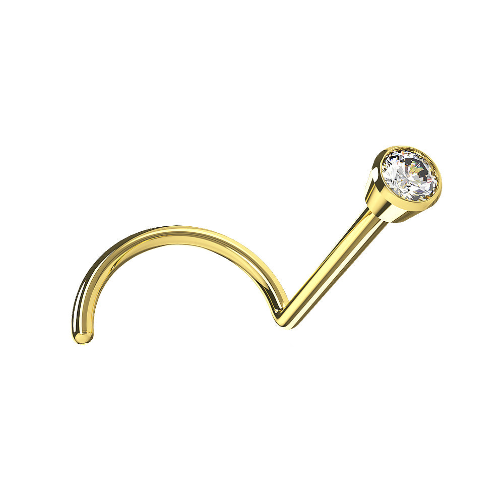 18K Gold 2mm Jeweled Nose Screw