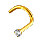 18K Solid Yellow Gold 1.5mm Jeweled Nose Screw
