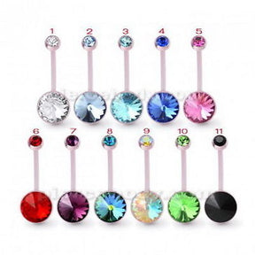 1pc. BioFlex Base Pink Jeweled Navel Ring Body Jewelry