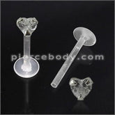 1pc.BioFlex Madonna Labret with Heart Jeweled Top Free Shipping