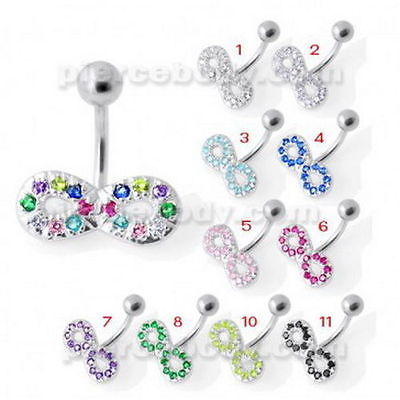 1pc.Jeweled Infinity Non Dangling Navel Bar free shipping