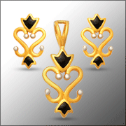 22K Enamaled Filigree Gold Set Jewelry