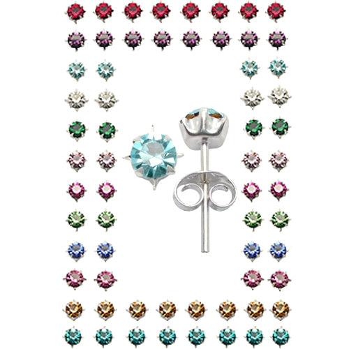 3MM Square Stone Birthstone Earring Tray