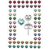 Silver Earring With  4mm Birthstone Tray Set