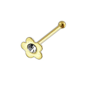 9K Jeweled Flower Ball End Nose Pin
