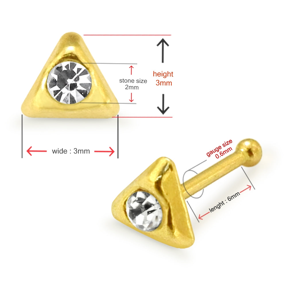 9K Jeweled Triangle Ball End Nose Pin