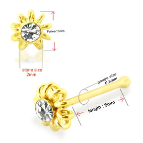9K Jeweled Coiled Ball End Nose Stud