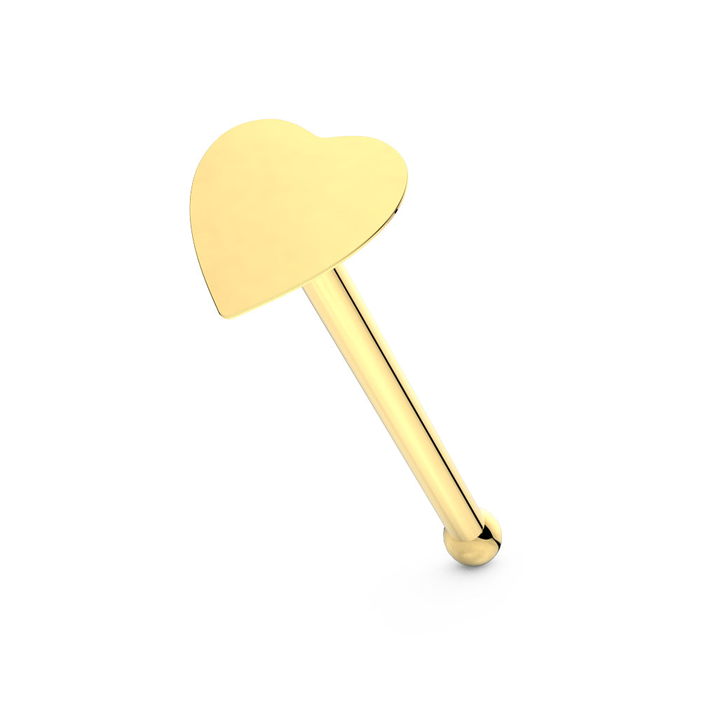 9K Gold 3mm Heart Ball End Nose Pin