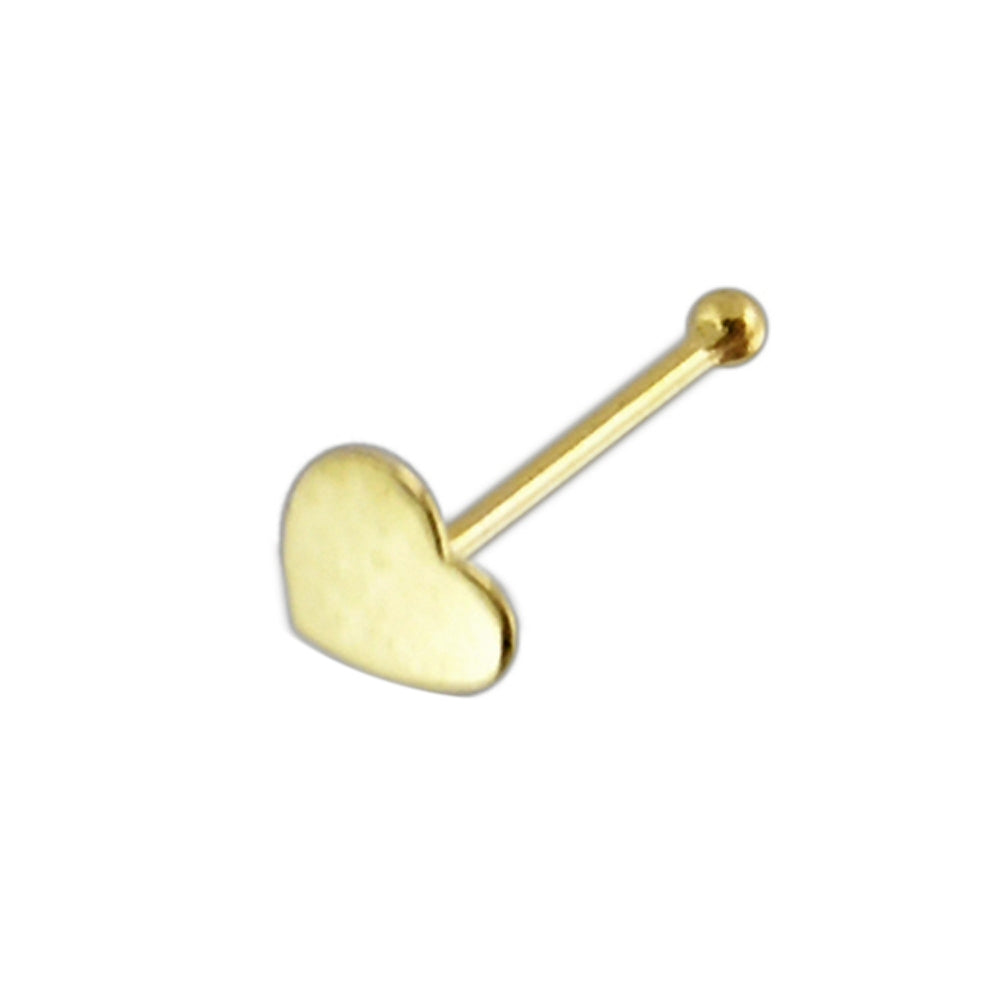 9K Gold 3mm Heart Ball End Nose Pin