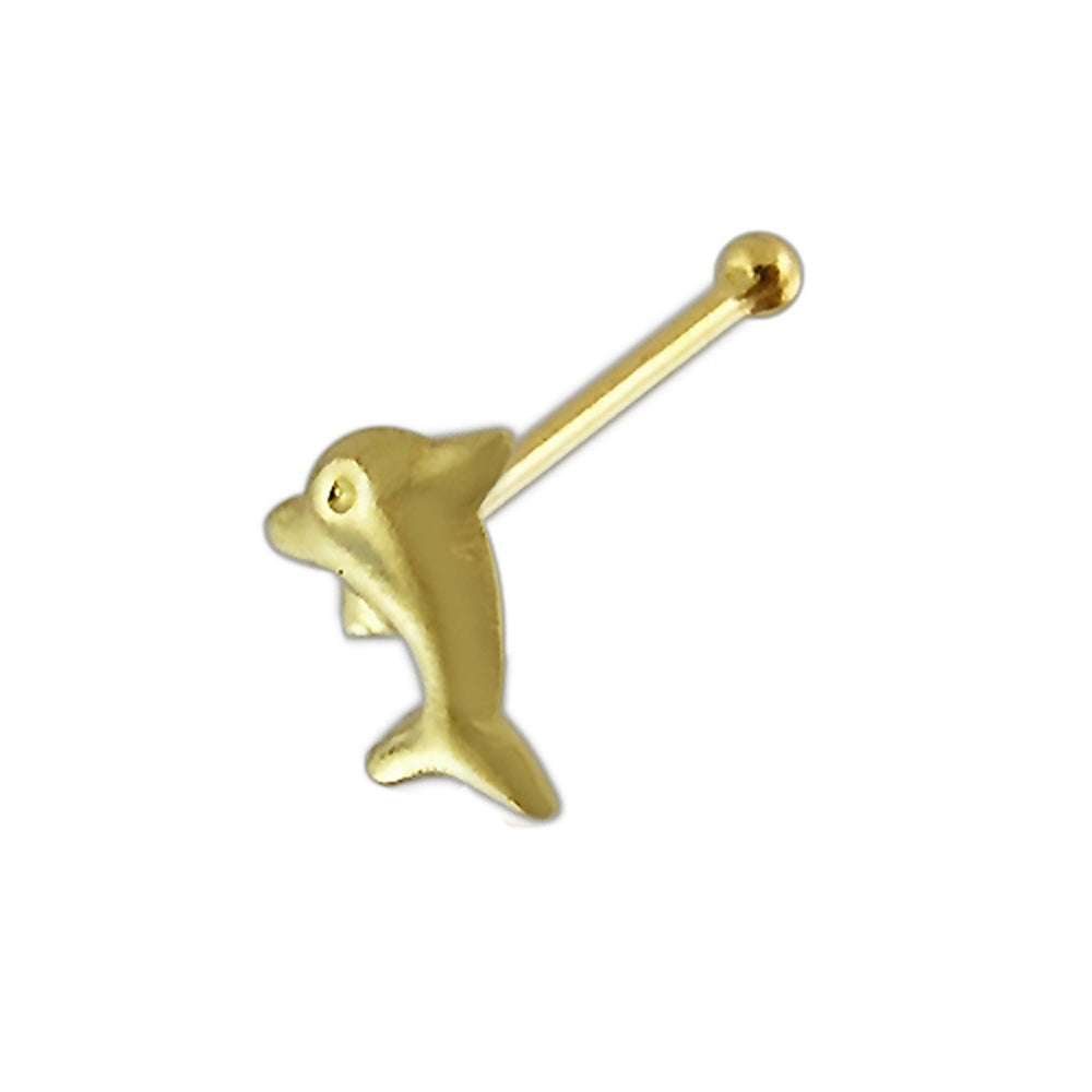 9K Gold Dolphin Ball End Nose Pin