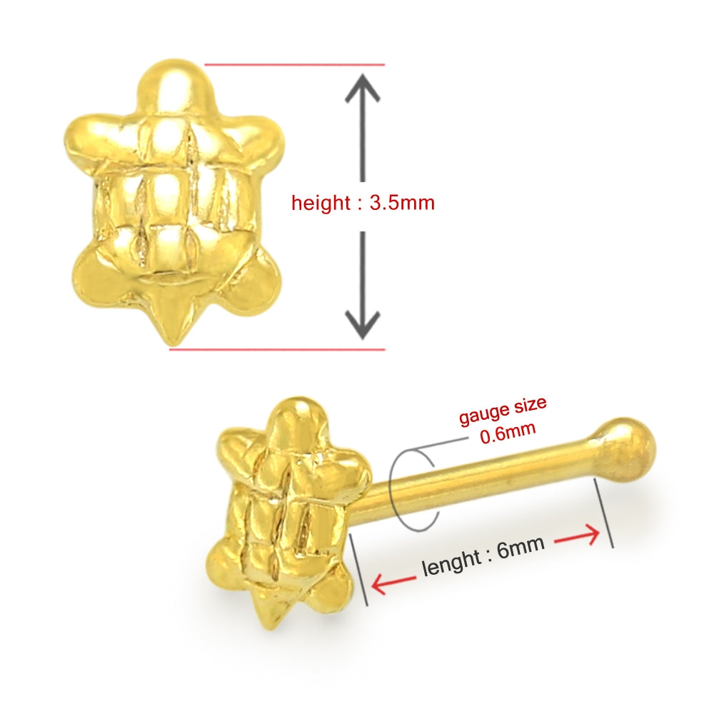 9K Gold Turtle Ball End Nose Pin