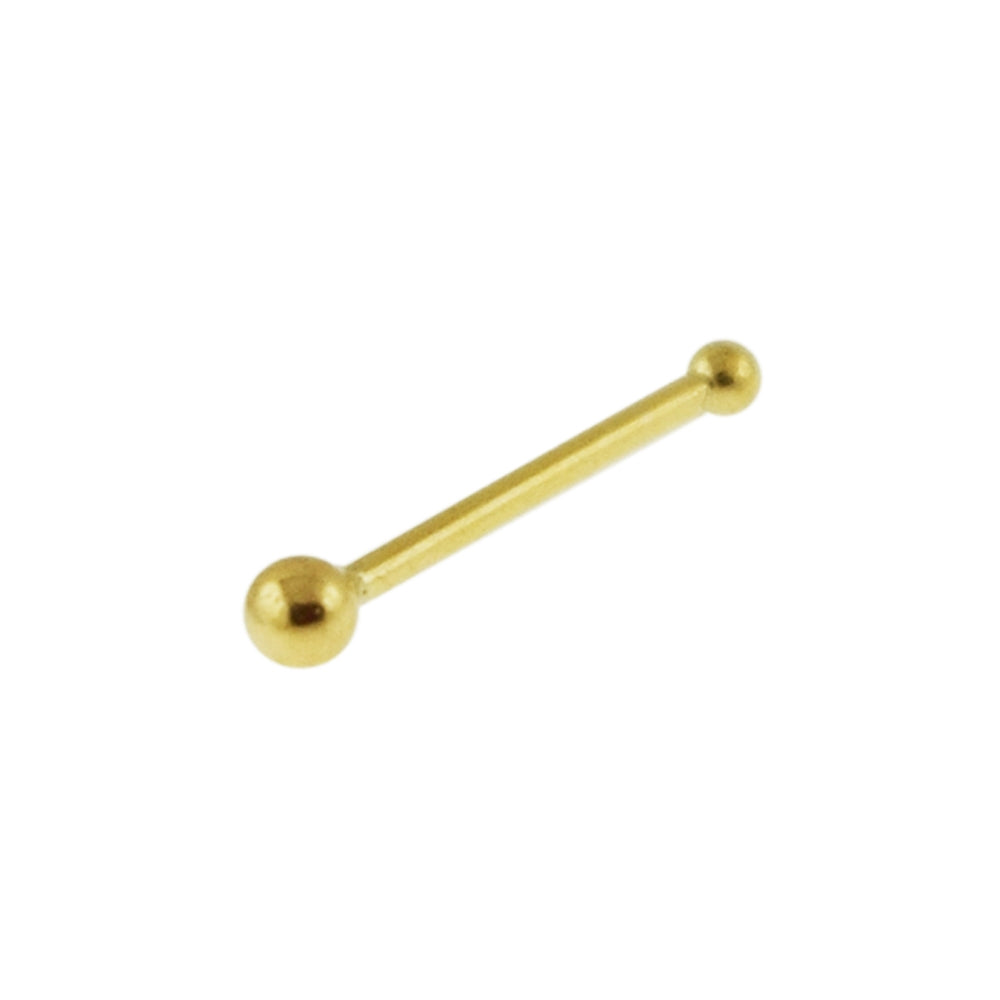 9K Solid Yellow Gold Plain Top Ball Nose Bone in Box