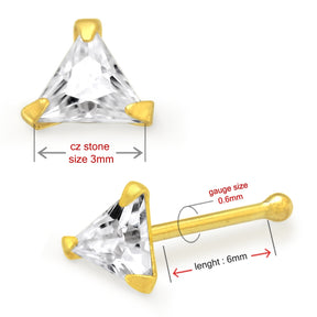 9K Gold Triangle CZ Ball End Nose Pin