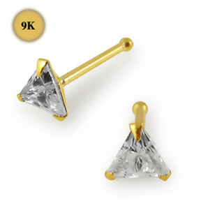 9K Gold Triangle CZ Ball End Nose Pin