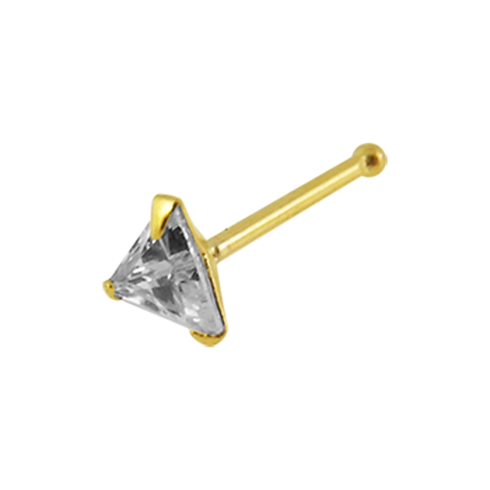 9K Gold Triangle CZ Ball End Nose Pin