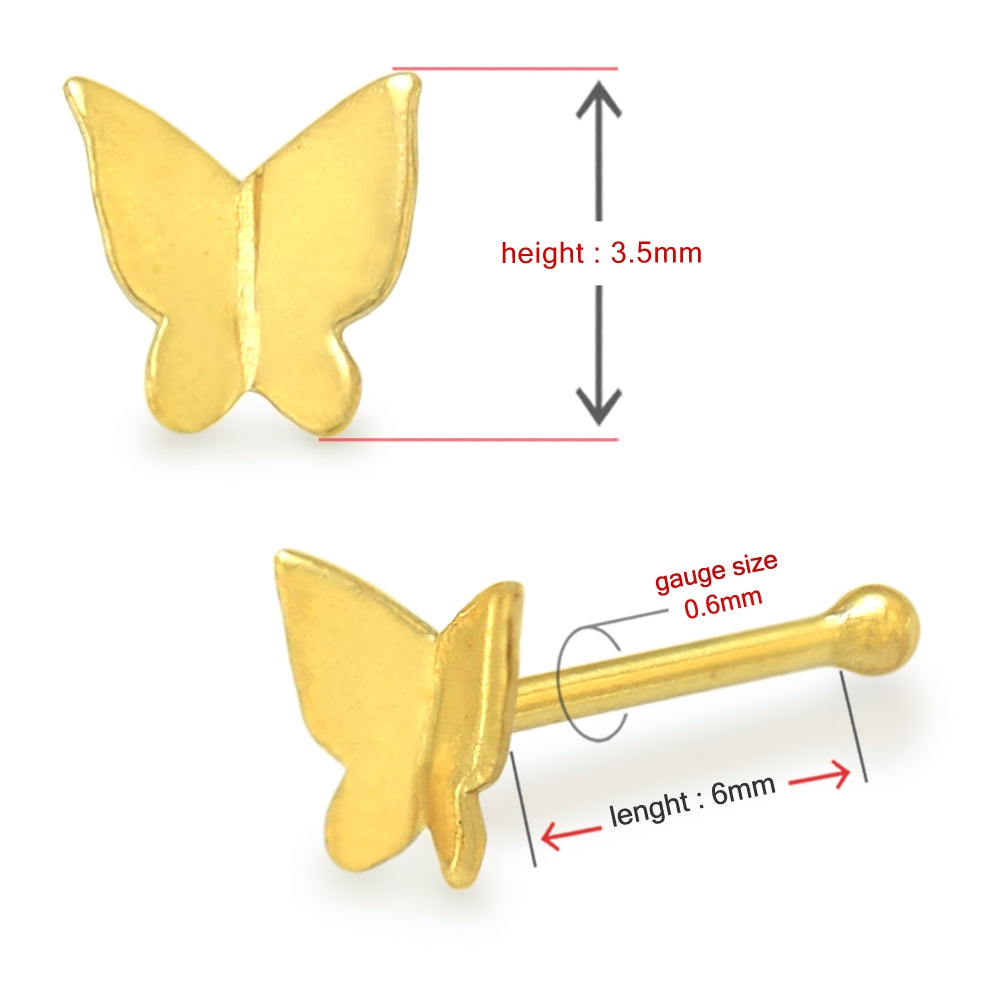 9K Gold Ball End Butterfly Nose Pin