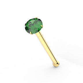 9K Gold Emerald Jeweled Nose Bone